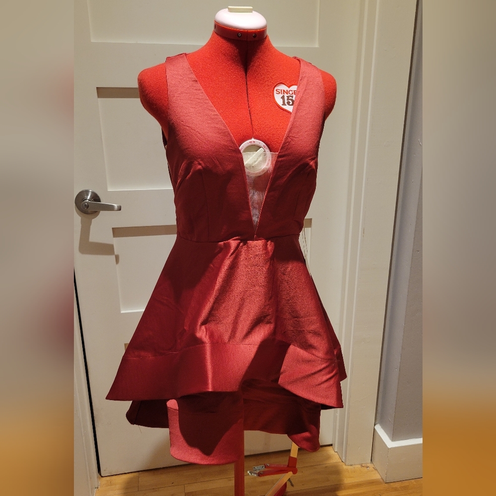Luxxel satin mini cocktail dress - medium red
